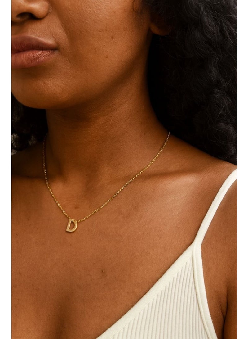 Gold Initial D Pendant Necklace, Delicate Chain, Letter Charm Jewelry - Image 4